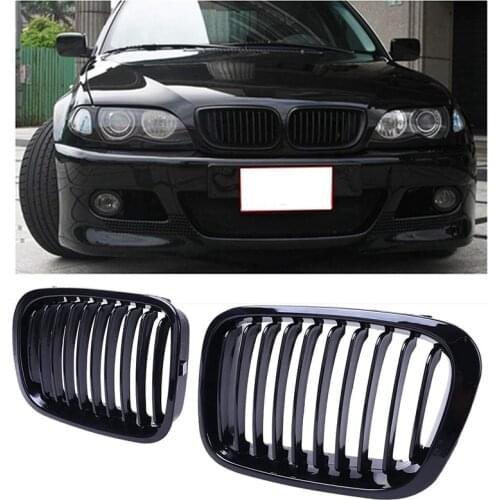 Front Kidney Grills Compatible for BMW E46 3 Series 320I 325I 325Xi 323I 328I 330I 4D 4 Door 1998-2001 Gloss Black 51138208489 5