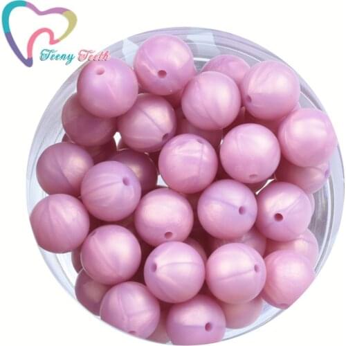Teeny Teeth 10 PCS Metallic Rose Red 9-15 MM Round Ball Beads DIY Teething Necklace Chewable Silicone BPA Free Baby Teether Chewable Hexagon 14-17 MM Silicone Geometric Beads