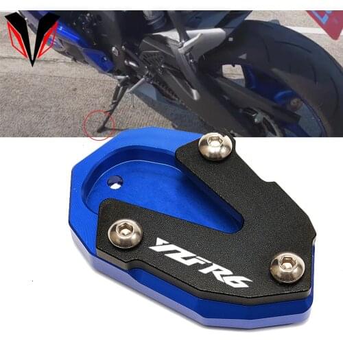 Motorcycle CNC Kickstand Foot Side Stand Extension Pad Enlarge Stand Plate For YAMAHA YZF R6 YZF-R6 YZFR6 2020 2017 2018 2019