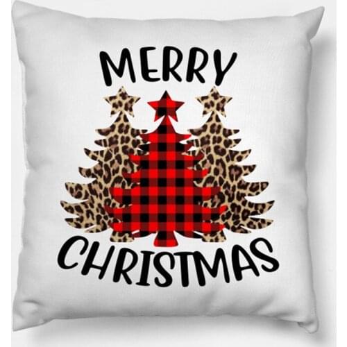 Merry Christmas Tree Leopard Plaid Printed Christmas Pillowcase 2020 Decor for Home Merry Christmas Ornament Navidad Xmas Gifts
