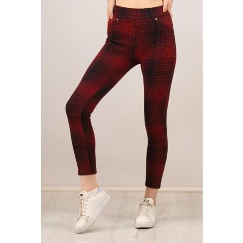 Stamp Leggings Bordosiyah - 4580.1098