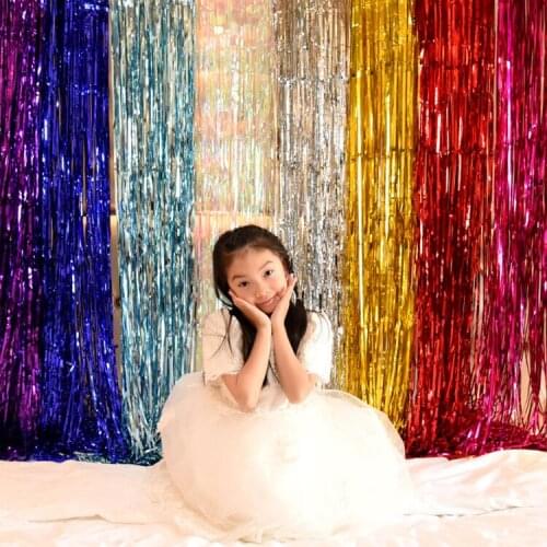 1roll 2 Meters Colorful Ribbon rain happy birthday party decoration wedding decoration background wall golden rain silk curtain