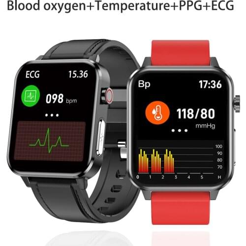 ECG Smart Watch Men Women Digital Wristwatches 1.7 Inch Blood Pressure Oxygen Body Temperature E86 Smartwatch for Android Ios