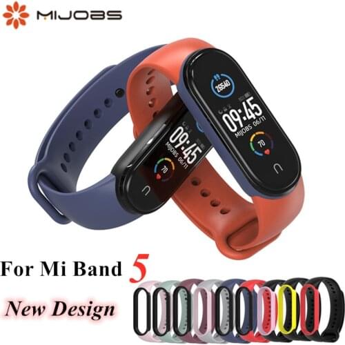 Mijobs Sport Strap for Mi band 5 Silicone wrist Bracelet Miband 5 Strap Wristband Smart Band mi band5 For Xiaomi Mi Band 5