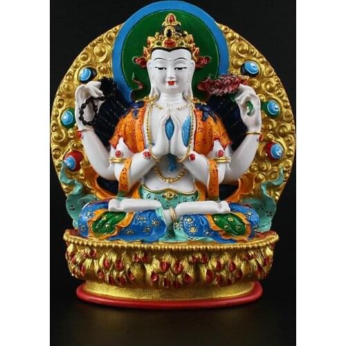 Amitabha Buddhism Statues, Home Decoration, Painted Secret Pharmacists, Buddha Protection, Resin Crafts