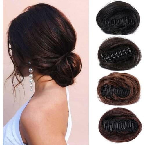 XUANGUANG Womens Hair Buns Synthetic Curly Chignon Donut Roller Bun Wig claw Clip In Hairpiece Hair Ring Wrap On Messy Bun
