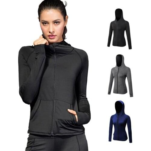 New Running Jacket For Women Fitness Jogging Sweatshirt Ladies Yoga Zipper Long Sleeve Women Breathable Training Sport Coats