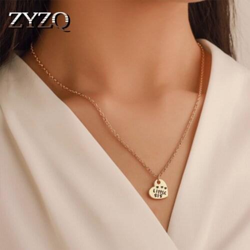 ZYZQ Lovely Heart Shaped Necklace Trendy Jewelry 3 In 1 Design With Simple Letter Pattern Engraved Necklace Wholesale Jewelry