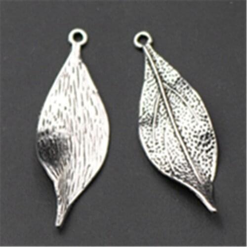 10pcs Silver Plated Orchid Blade Charm Alloy Pendants for Earring Necklace DIY Fashion Jewelry Findings 49*16mm A778
