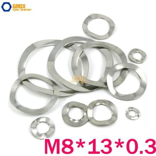 100 Pieces M8*13*0.3mm Wave Washer Spring Washer 304 Stainless Steel