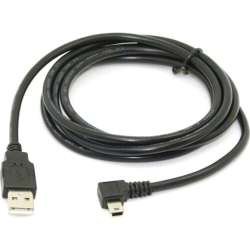 180cm 6Ft 90 degree angled MINI USB B type to USB2.0 Male data & charge cable for MP3 MP4 GPS black color