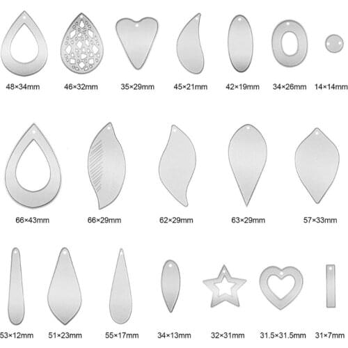 19Pcs Earring Cutting Dies Earrings Cut Template Die-Cut Leather Teardrop Leaf Die Cutting Molds for Making Earrings DIY