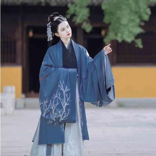 4 Pcs Sets Chinese Traditional Hanfu For Women Fantasia Halloween Cos Costume Fancy Dress Blue Jacket Hanfu For Women Plus Size