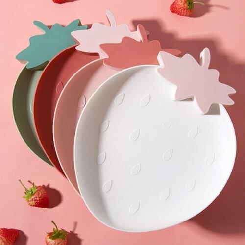 4 Pcs Lazy Snack Tray Strawberry Shape Fruit Food Tray Candy Cute Plate Snack Dish Fruit Food Plate Household