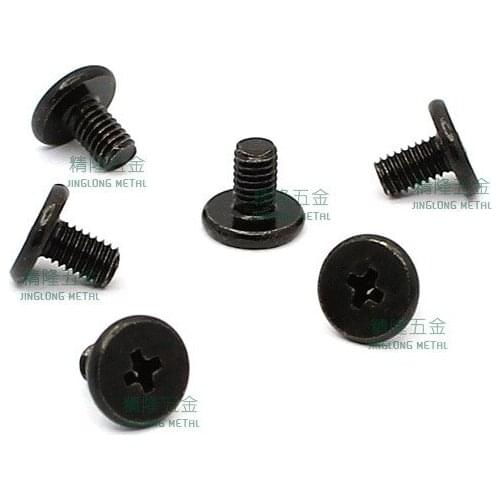 500pcs/lot M2*2.5 Head 3.2*0.5mm Thin head (wafer head) philips machine screw black zinc CM2