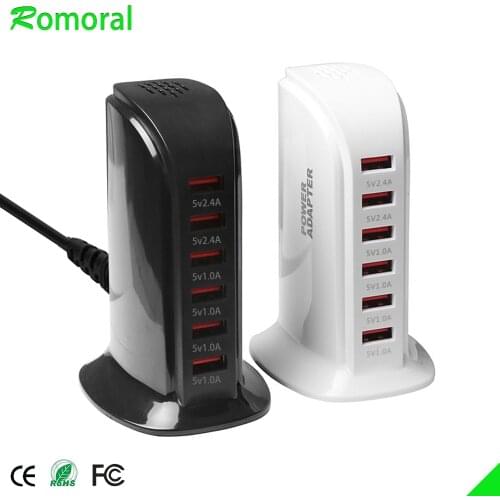 6 Port USB Charger Tower Portable 30W USB Charging Station Desktop Wall Charger for iPhone 8, iPhone X, iPhone/7/6s/Plus, iPad