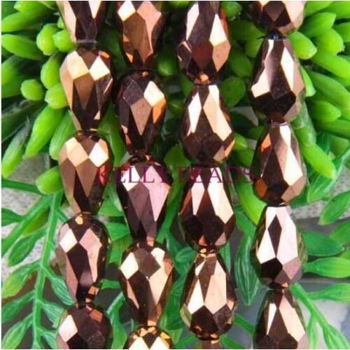 High Quality 600pcs 8*11mm Copper Plated Faceted Crystal Glass Beads For Fancy Jewelry Making Favor Craft Bracelet DIY Beads