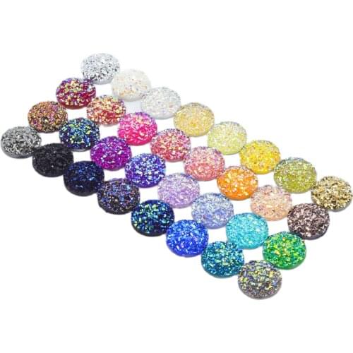 Shining 12mm 40pcs AB Resin Natural Stone Flatback Round Cabochons DIY Jewelry handmake Accessories Supplies
