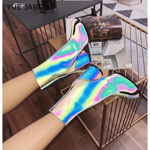 Split Toe Genuine Leather Ankle Boots Women Round Chunky High Heels Short Boots Cowboy Shoes Ninja Tabi Boots botas mujer