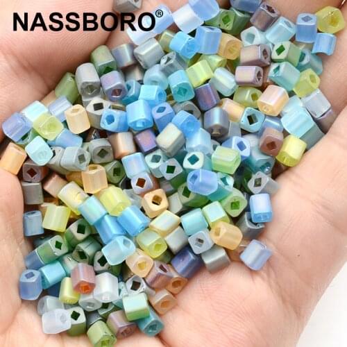 Approx.4mm Matte Colorful Cube Beads Loose Czech Glass Beads for Beads Bracelet Necklace Jewelry Making Diy Oranment Accessories