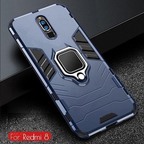 For Xiaomi Redmi 8 A Case Armor PC Cover Metal RIng Holder Phone Case For Redmi 8 8A Cover Shockproof Reinforced Bumper Shell