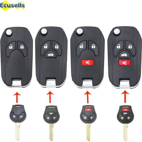2/3/4 Buttons Modified Flip Folding Key Shell Case Fob for NISSAN Cube Juke Rogue Note Micra with NSN14 Uncut Blade