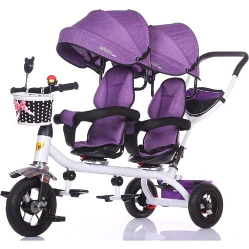 Baby Strollers Double Twin with Air Wheel Universal Travel Baby Pram Children Tricycle Carriage for Sale Baby Push Trike