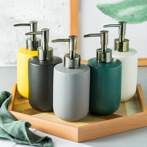 350ml Ceramic Liquid Soap Dispenser Solid Color Soap Dispensers Bathroom Accessories Latex Bottle Kitchen Home Decoration