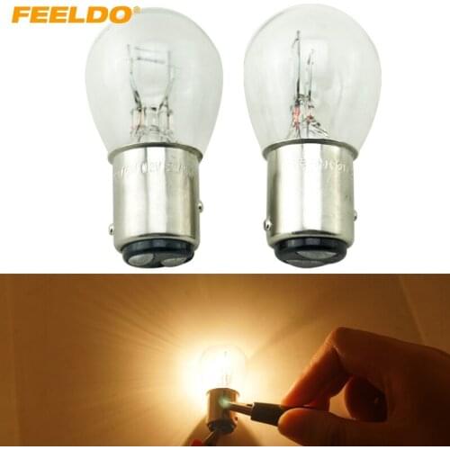 FEELDO 50pcs BAY15D 1157 P21/5W S25 12V Car Clear Glass Lamp Brake Tail Bulb Car Indicator Halogen Lamp