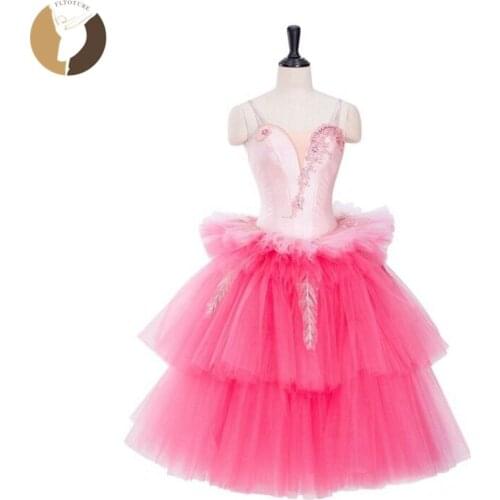 FLTOTURE Pink Rose Red Long Dresses Sugar Plum Professional Ballet Nutcracker Costumes Custom Made Romantic Tutu Skirts For Sale