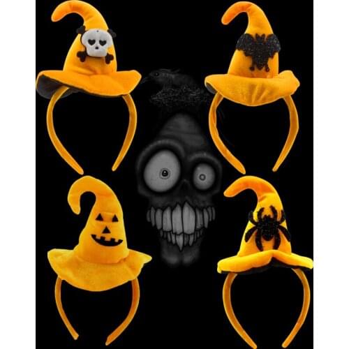 Pet cat dog Teddy Yorkshire Halloween headband pumpkin magic hat hairpin