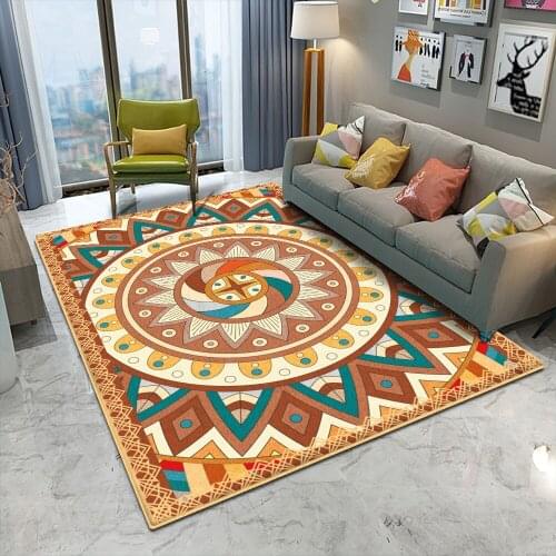 Tapis Bohemian Style Mandala Pattern Carpet Non-slip Bath Mat Soft Fluffy Flannel Living Room Bedroom Decorative Carpet 40x60cm