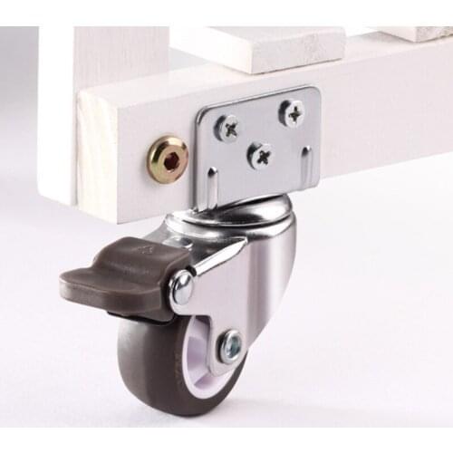L-shaped Single-sided Splint Caster Wheels Universal Furniture Swivel Casters 1/1.25/1.5/2 Inch Silent Moving Casters