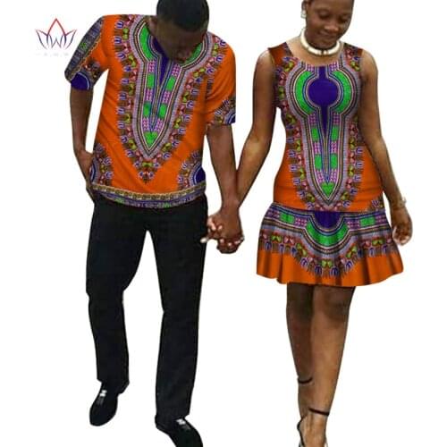 New Mini Dresses for Women Couple Clothing dashiki Plus Size Couple Clothes for Lovers Men Sets brand-clothing WYQ49