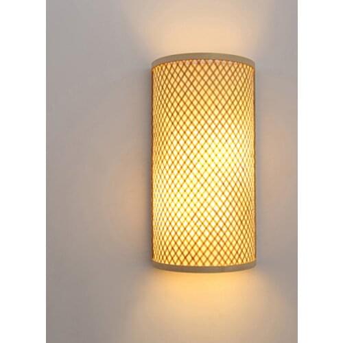 Bamboo Wall Lamp Modern Project Hotel Home Use Half Round Aisle Corridor Wall light Sconce Natural Color E27
