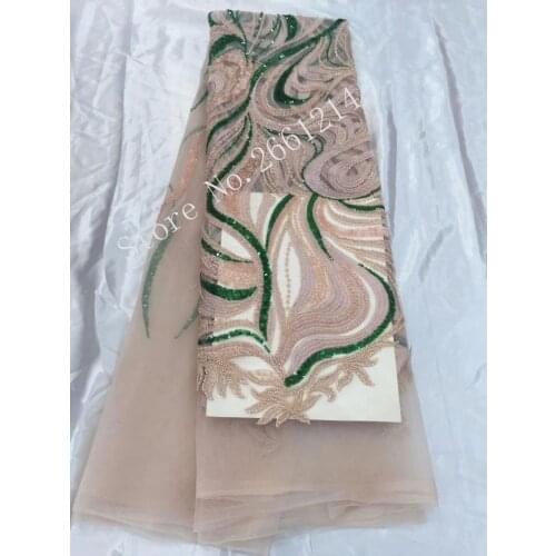 Nigerian lace fabric BZL-172645 with beads african net lace fabrics comfortable lace fabric