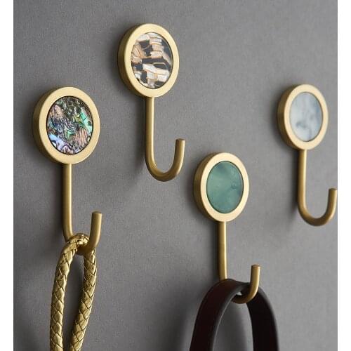 Nordic Home Decoration Accessories Creative Brass Round Hook Living Room Wall Decoration Adhesive Hangers Key Hook Wall Hanger