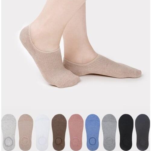 Thin Breathable Low Cut Socks Women Casual Solid Color Black White Grey Khaki Pink Blue Brown No Show Sock Summer Non Slip Style