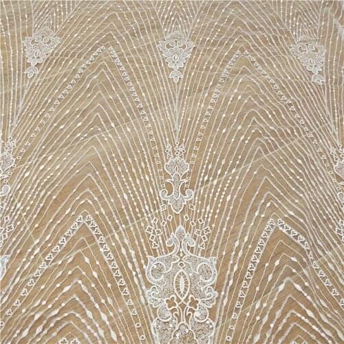 New high-grade mesh fabric Sequin embroidery lace tissu Wedding dress DIY production material