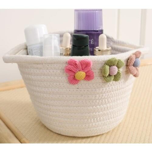 Cotton Rope Waving Organizer For Cosmetics Desktop Cosmetic Storage Basket Kids Toys Woven Storange Basket Laundry Organizer