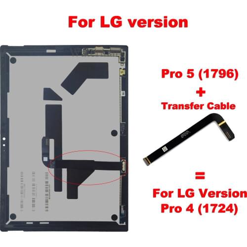Original LCD For Microsoft Surface Pro 4 1724 LCD Display Touch Screen Digitizer Assembly LG Version For Pro 5 +Transfer Cable