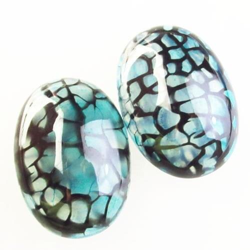 12Pcs Blue Black Dragon Veins Agate Oval CAB CABOCHON 25x18x6mm for Jewelry making Ring Necklace accessories wholesale
