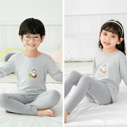 Boys Girls Pajamas Set Autumn Winter Childrens Clothing Long Sleeve Cartoon Thermal Underwear Kids Pyjamas Teen Boys Sleepwear