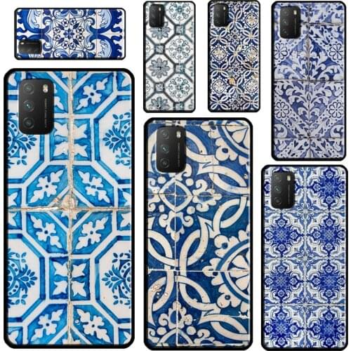 Portuguese Glazed Tiles For POCO X3 Pro M3 F1 F2 F3 Phone Case For Xiaomi Mi 11 Lite 9 10 A3 Mi 11 Ultra 10T Pro