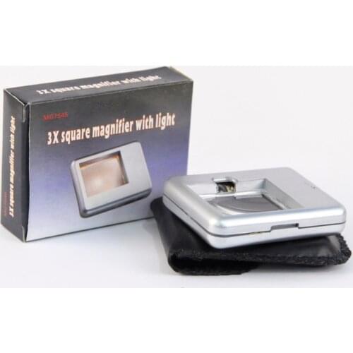 Rectangular Magnifying Glass with LED Light for Reading Newspapers, 40mm Acrylic Lens Portable Handheld Magnifying Glass