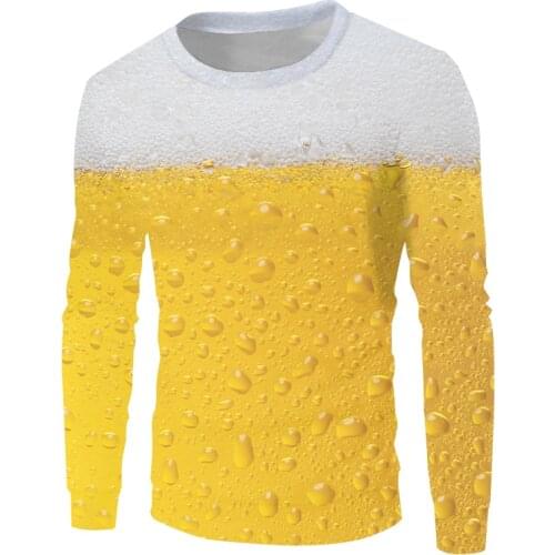 OGKB Unisex Hip Hop Streetwear Punk Style Long Sleeve Crewneck Pullovers Womens Funny Print Fresh Beer 3D Sweat Shirts Oversize