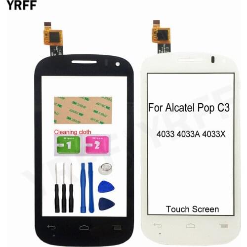 Touch Screen Panel For Alcatel Pop C3 4033A 4033X Touch Screen Digitizer Sensor Glass Panel Lens Assembly Parts