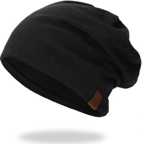 Mixed Color Men Hat Lightweight Thermal Elastic Cotton Knit Casual Beanie Cap Sports Street Style Hip-hop Winter Headwear Q1