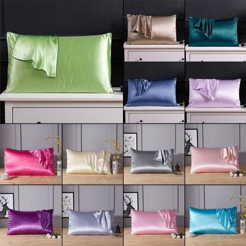 1 Pcs 48cmX74cm Satin Silk Pillowcase Smooth Silky Healthy Top Quality Single Pillow Cover