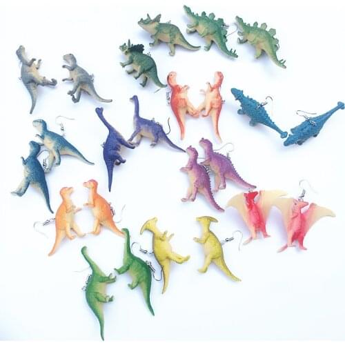 Cute Dinosaur Resin Drop Earrings Harajuku Animals Dangle Earrings for Women Girl Punk Cool Party Jewelry Creative Friend Gift